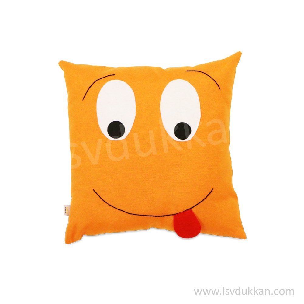Lsv Emoji Dil Çıkartan Turuncu Yastık