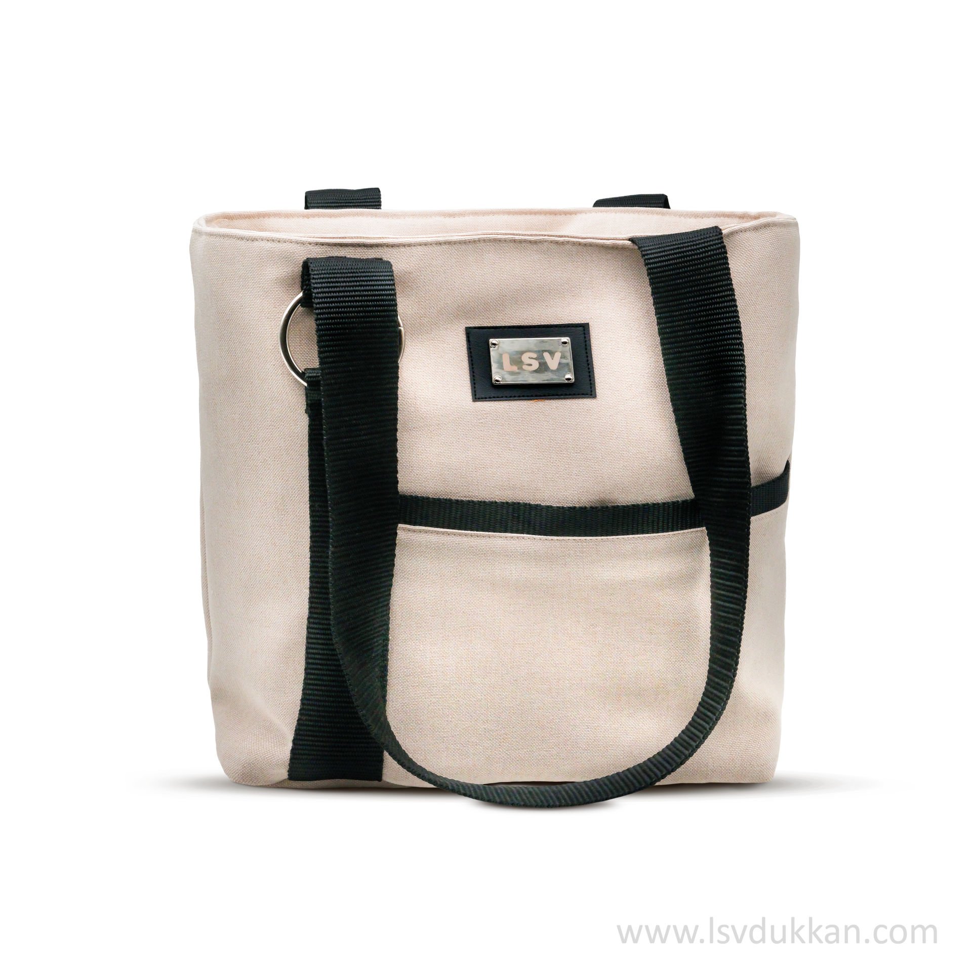 ÇANTA-İBİZA KETEN KREM RENGİ HALKALI