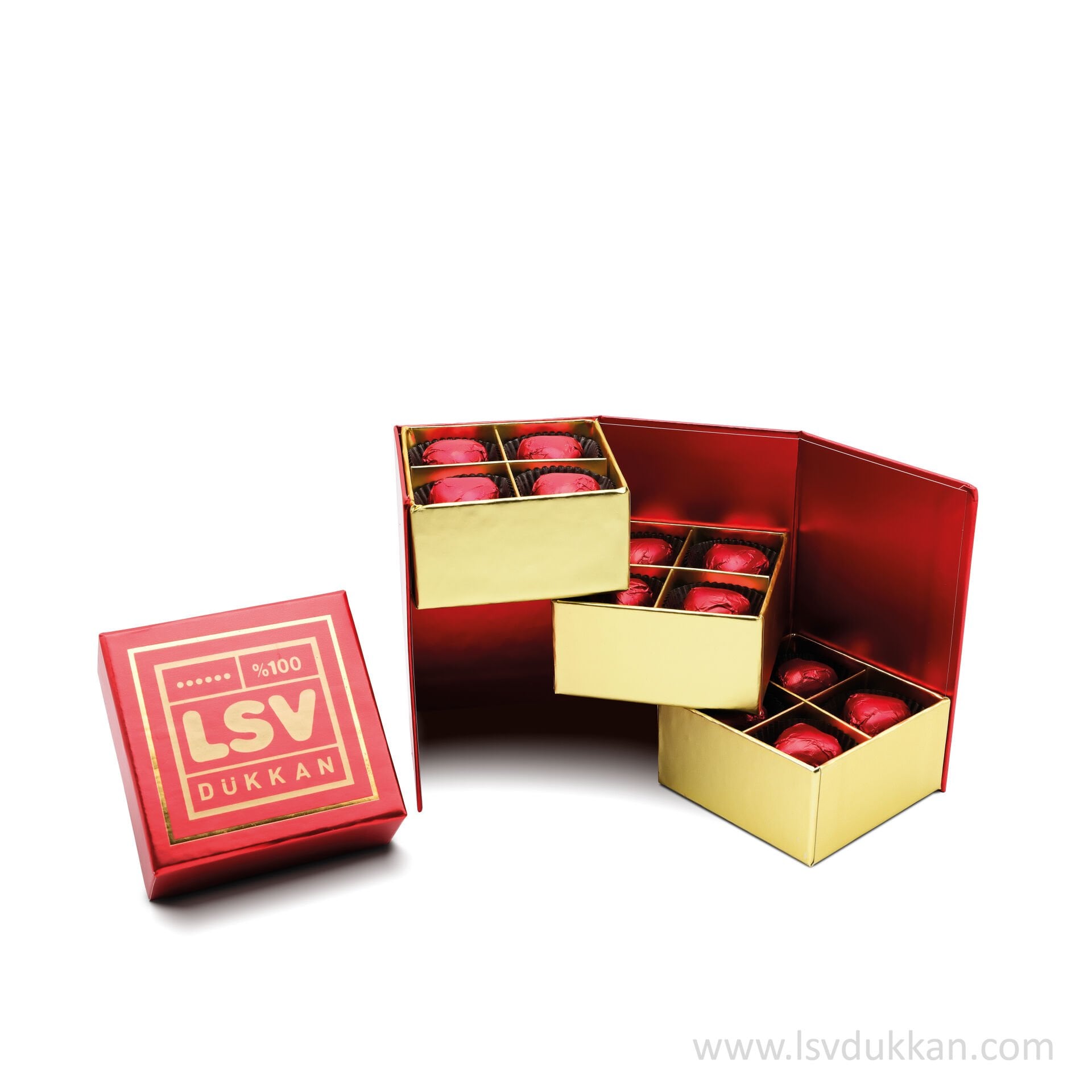 LSV ÇİKOLATA-SÜTLÜ PRALİN AKORDİYON KUTU 12'Lİ