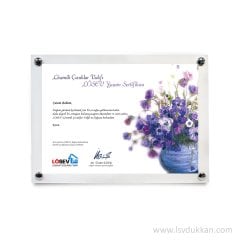 Ahşap Mavi Çiçek Yaşam Sertifikası Küçük