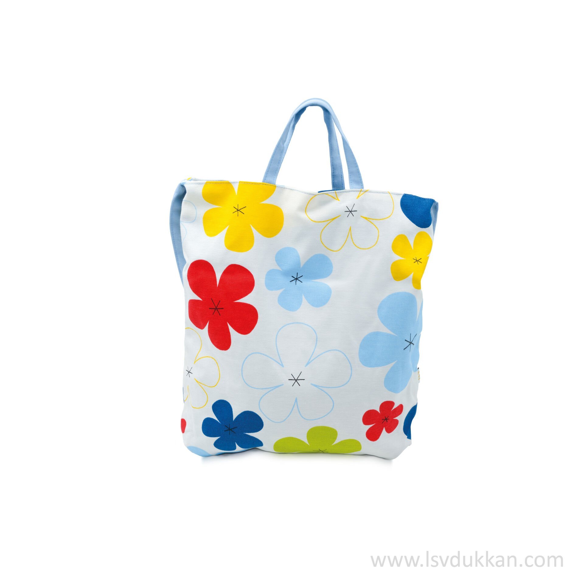 LSV ÇANTA - TORBA MAVİ ÇİÇEKLİ