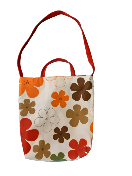 Turuncu Çiçekli Torba Çanta