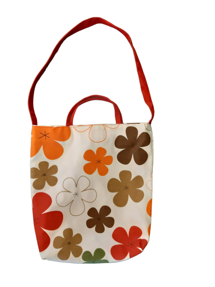 Turuncu Çiçekli Torba Çanta