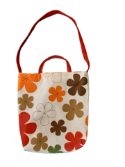 Turuncu Çiçekli Torba Çanta