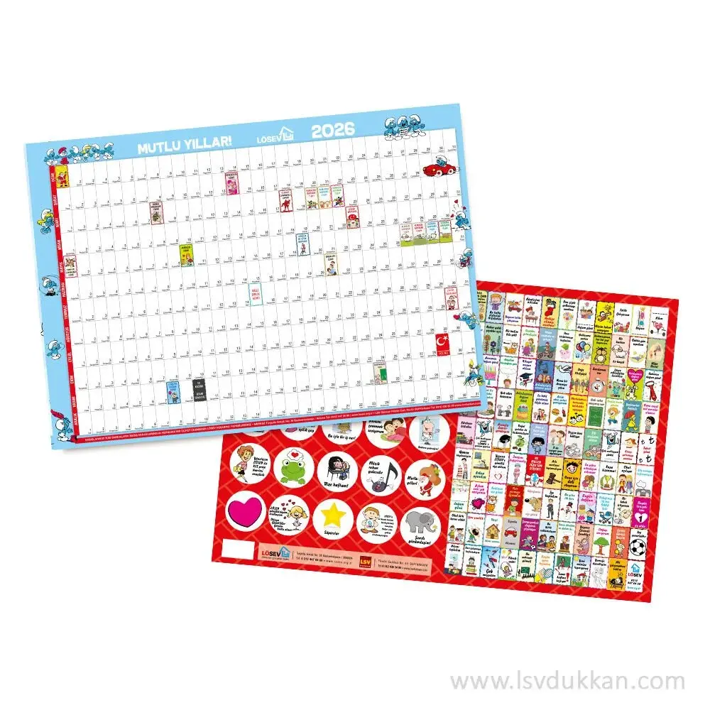 ÇIKARTMALI TAKVİM-ŞİRİNLER MAVİ