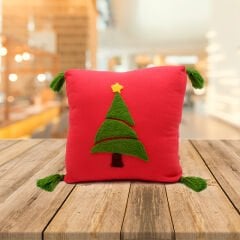 PUNCH ÇAM İŞLEME KIRMIZI YASTIK