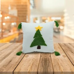 PUNCH ÇAM İŞLEME KREM RENGİ YASTIK