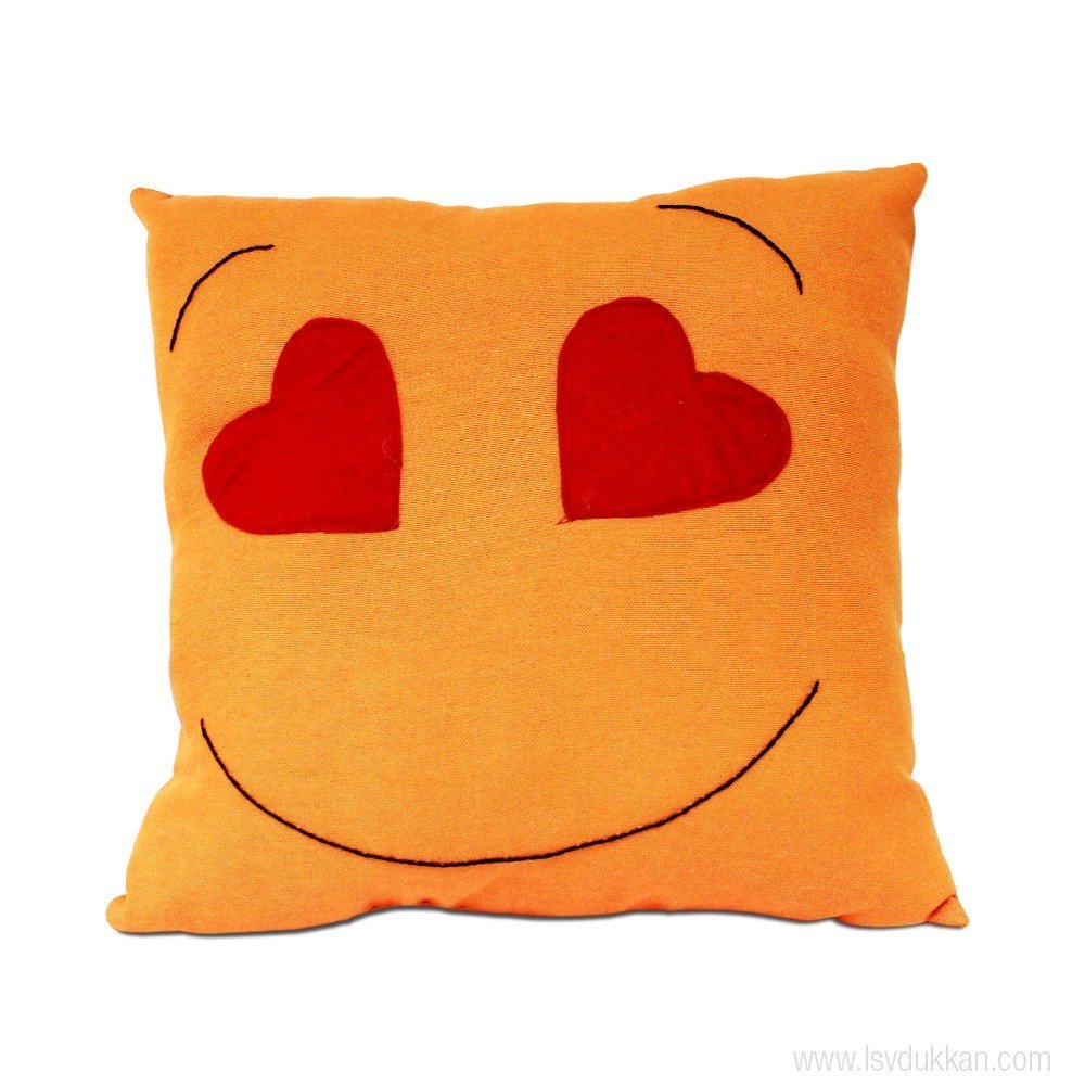 Emoji Yastık Turuncu Kalpgöz
