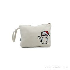 YILBAŞI ŞAPKALI KEDİ İŞLEMELİ EL ÇANTASI