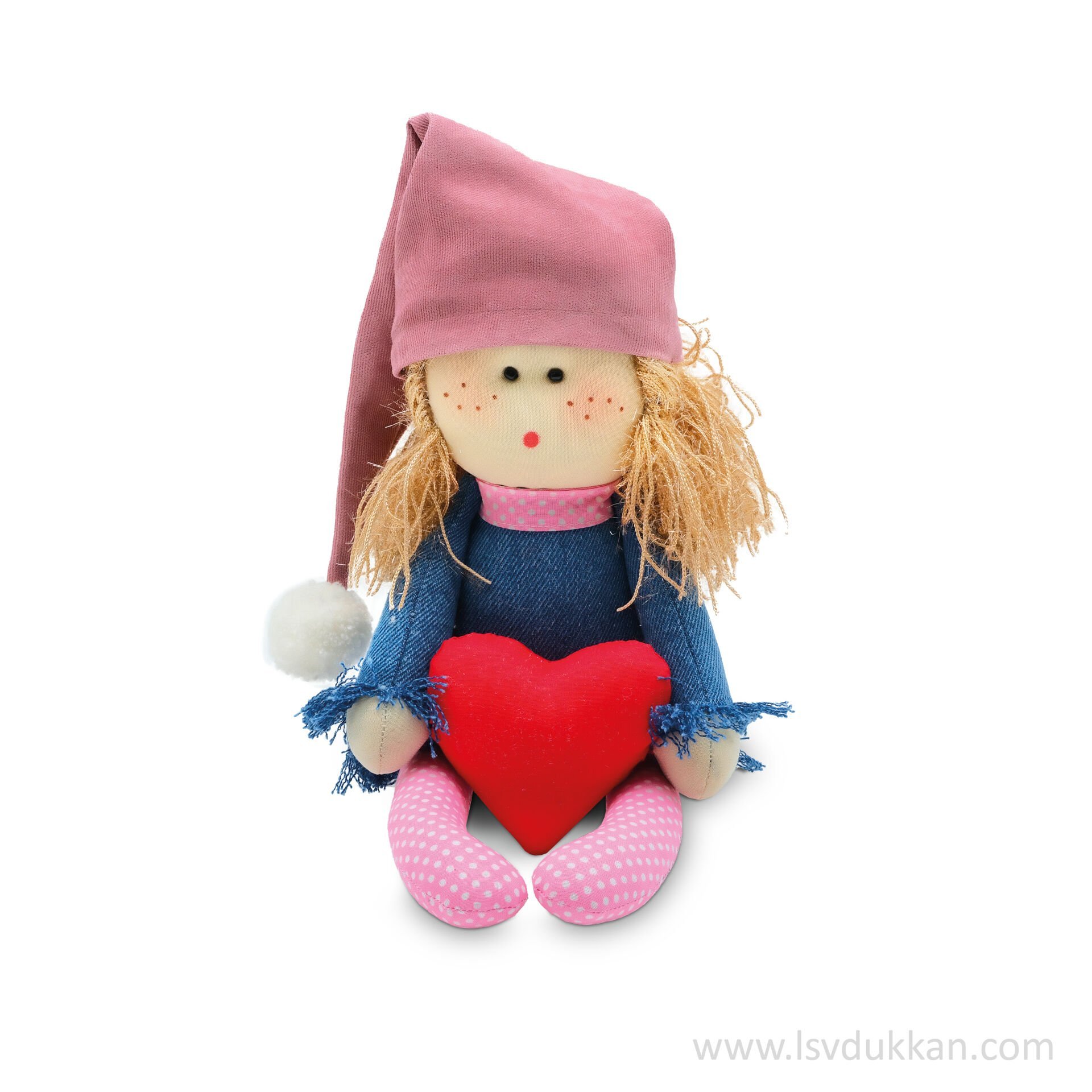 KOT BEBEK PEMBE ŞAPKALI KALP TUTAN