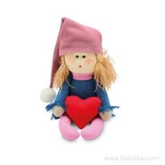 KOT BEBEK PEMBE ŞAPKALI KALP TUTAN