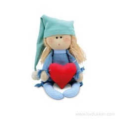 KOT BEBEK MAVİ ŞAPKALI KALP TUTAN