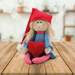 KOT BEBEK KIRMIZI ŞAPKALI KALP TUTAN