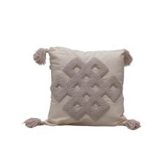 KREM RENGİ PUNCH YASTIK GRİ İŞLEMELİ