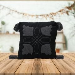 SİYAH PUNCH YASTIK KOYU GRİ İŞLEMELİ