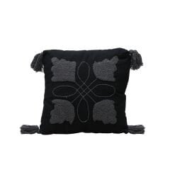 SİYAH PUNCH YASTIK KOYU GRİ İŞLEMELİ