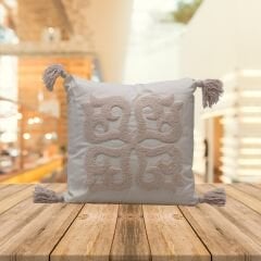 KREM RENGİ PUNCH YASTIK PUDRA İŞLEMELİ