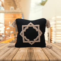 SİYAH PUNCH YASTIK ÇERÇEVE İŞLEMELİ