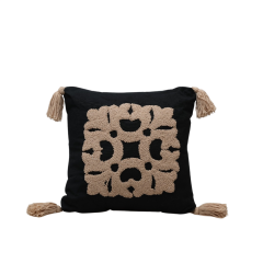 SİYAH PUNCH YASTIK SÜTLÜKAHVE LALE İŞLEMELİ