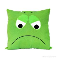 Lsv Emoji Mutsuz Yeşil Yastık