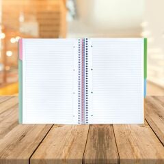 A4 Seperatörlü Açık Yeşil Kapaklı Defter (4+1)