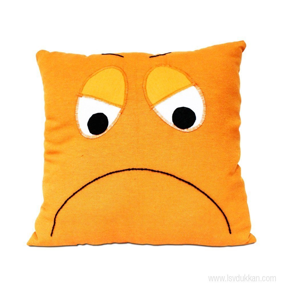 Lsv Emoji Mutsuz Turuncu Yastık