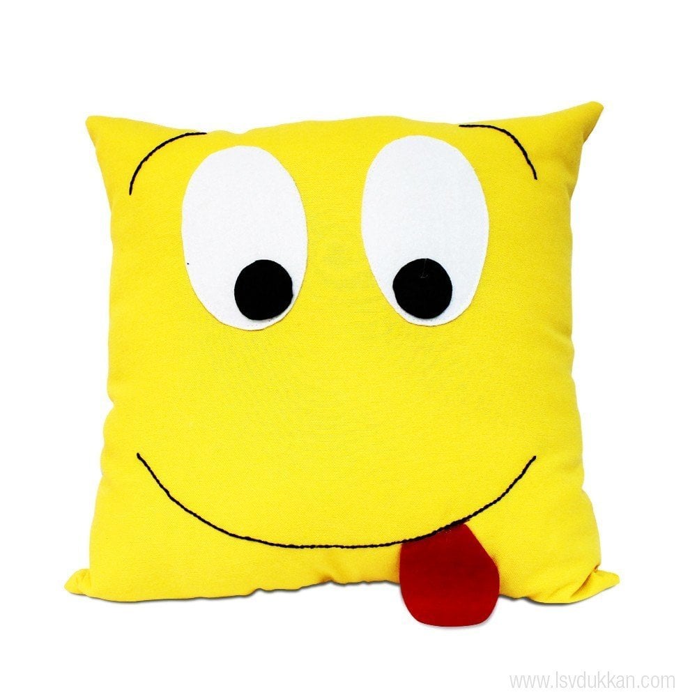 Lsv Emoji Dil Çıkartan Sarı Yastık