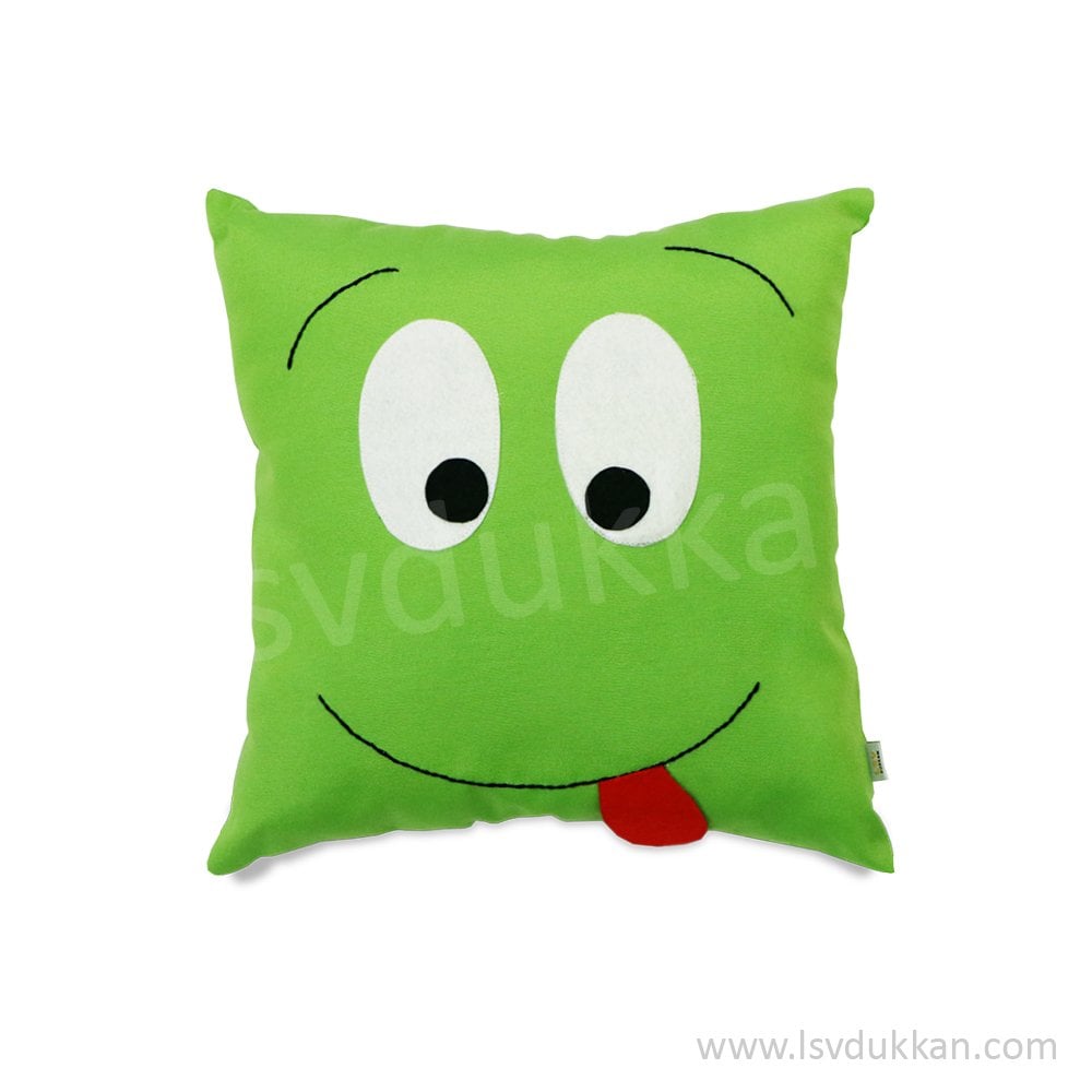 Lsv Emoji Dil Çıkartan Yeşil Yastık