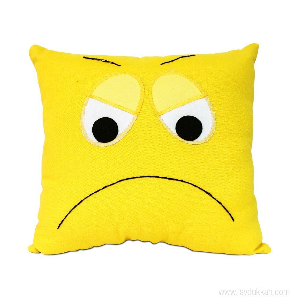 Lsv Emoji Mutsuz Sarı Yastık
