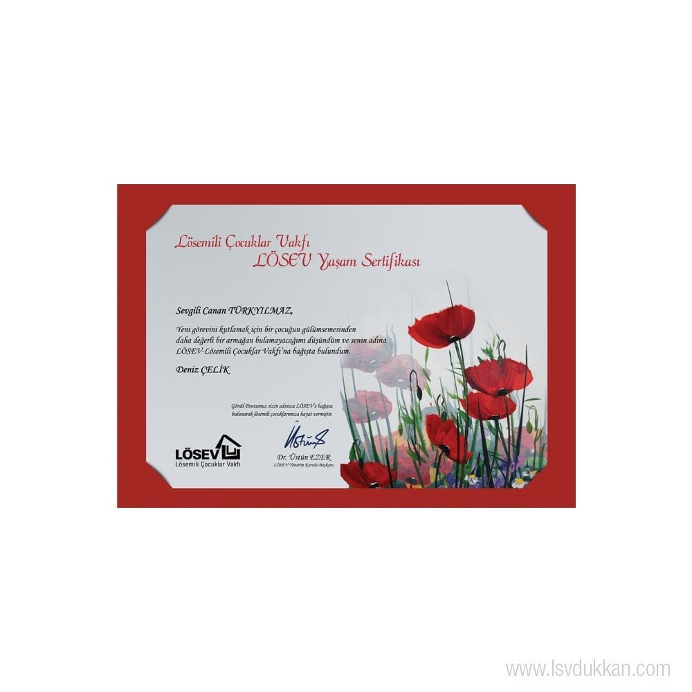 A5 Paspartu Yaşam Sertifikaları - Gelincik
