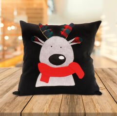 GEYİKLİ SİYAH YASTIK