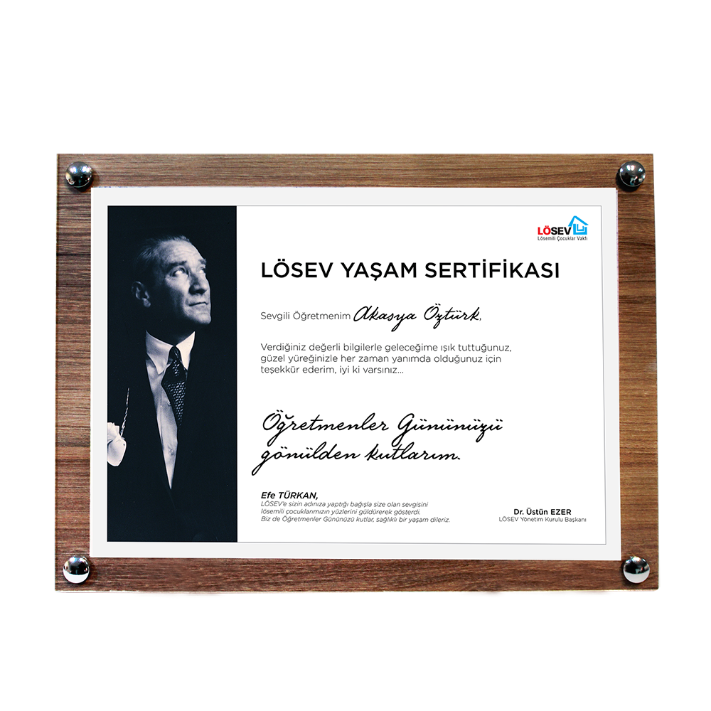 A5 Çerçeveli Yaşam Sertifikaları - Neşe Saçan Başöğretmenim