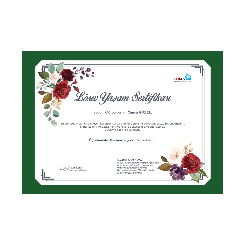 Geleceğimin Mimarı Öğretmenim Paspartu Küçük