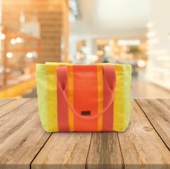 TURUNCU ÇİZGİLİ KOL ÇANTASI