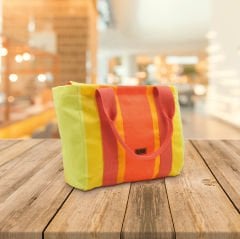 TURUNCU ÇİZGİLİ KOL ÇANTASI