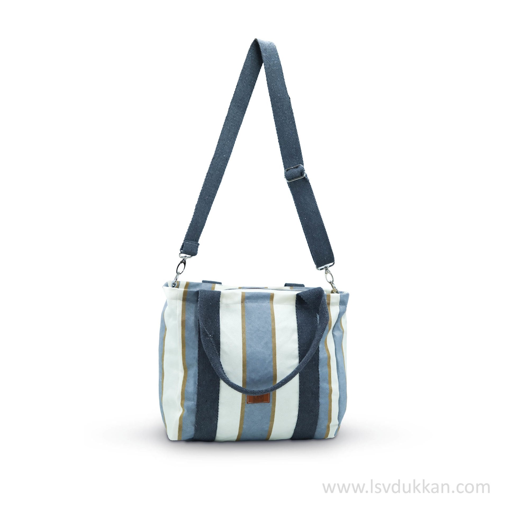 GRİ ÇİZGİLİ KOL ÇANTASI