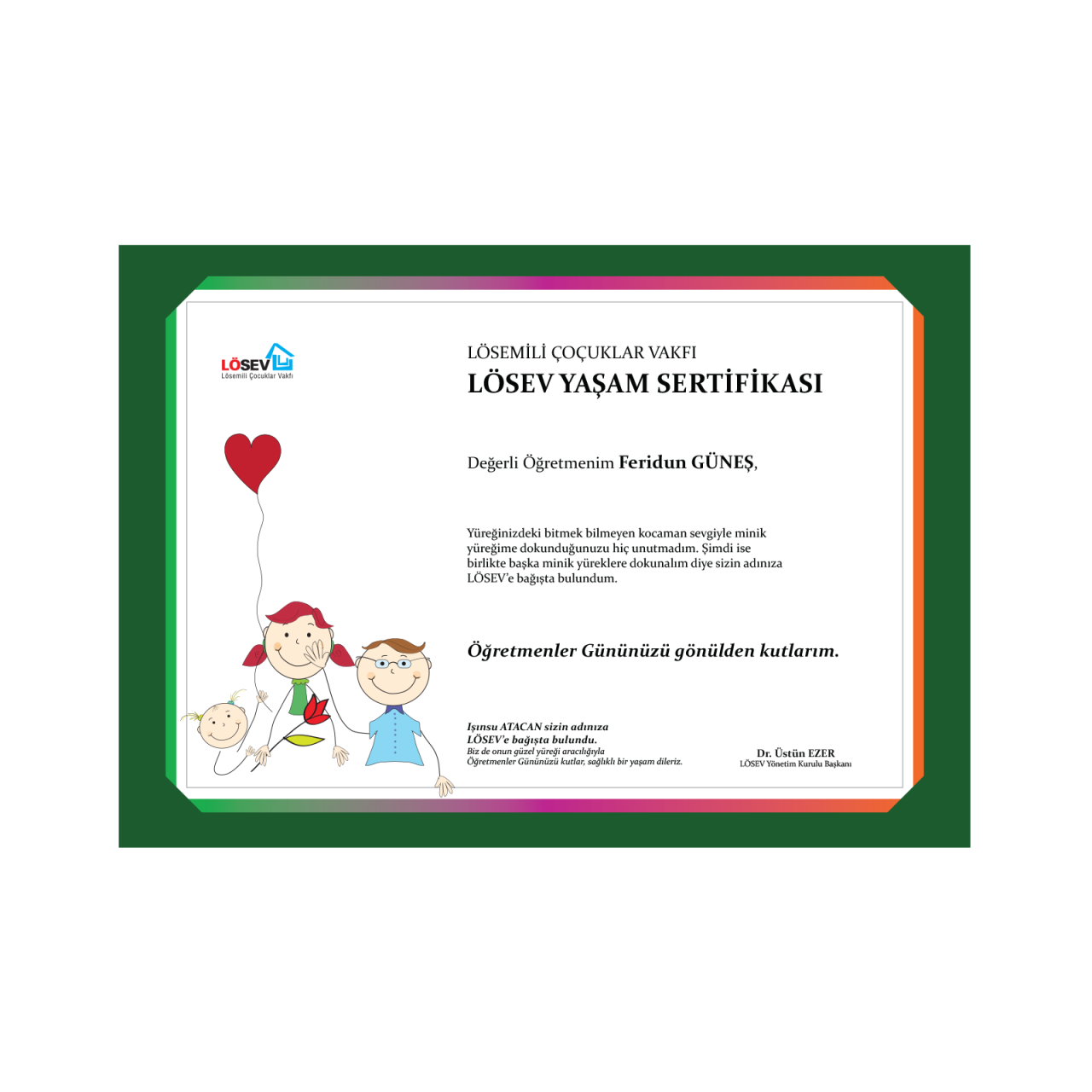 Gülümseten Öğretmenim Paspartu Küçük