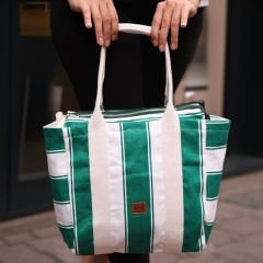 YEŞİL ÇİZGİLİ KOL ÇANTASI