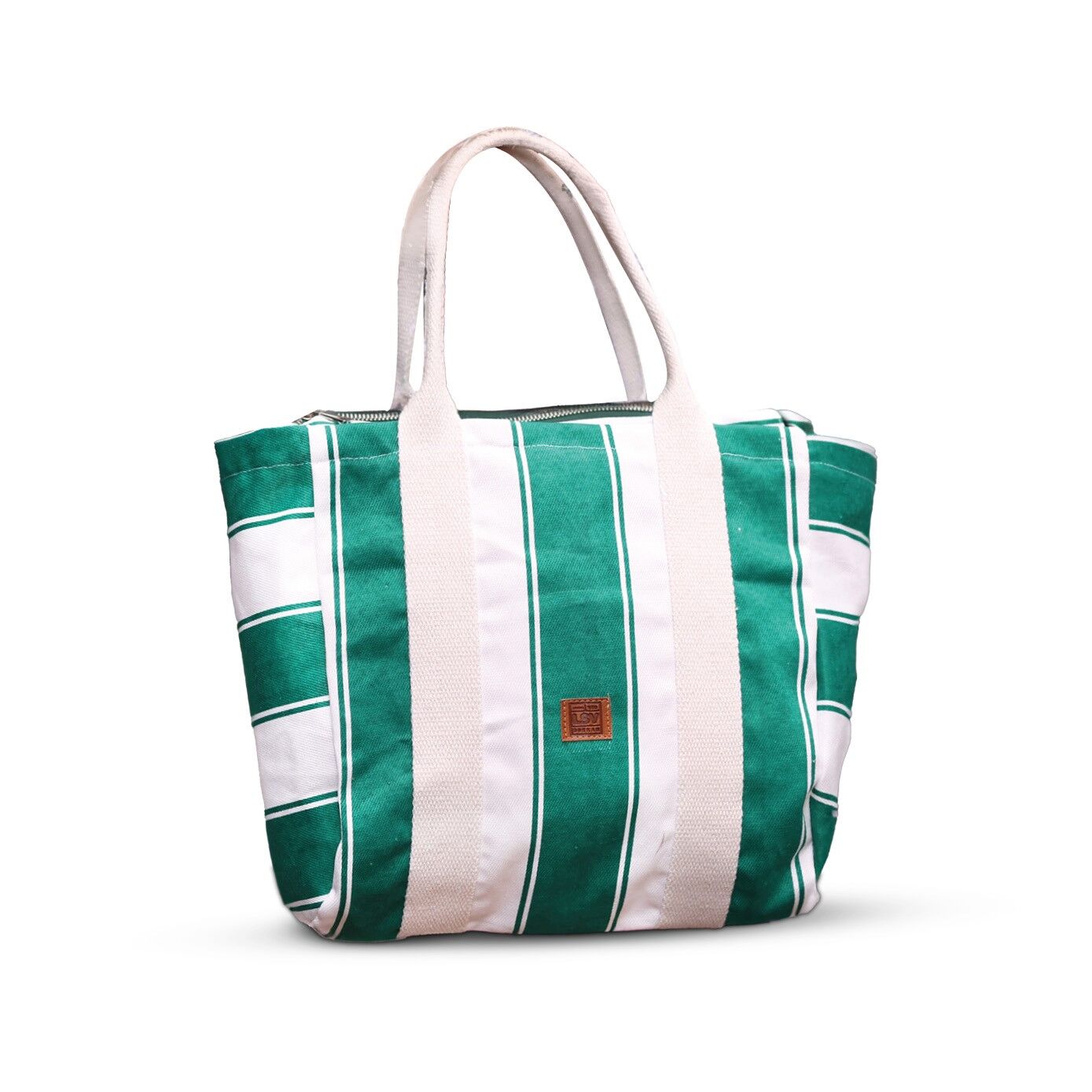 YEŞİL ÇİZGİLİ KOL ÇANTASI