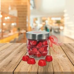 LSV Çikolata Kırmızı Kalp Cam Kavanoz