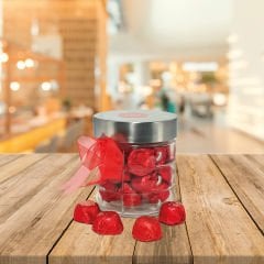 LSV Çikolata Kırmızı Kalp Cam Kavanoz