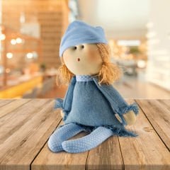 OYUNCAK-MAVİ ŞAPKALI KOT BEBEK