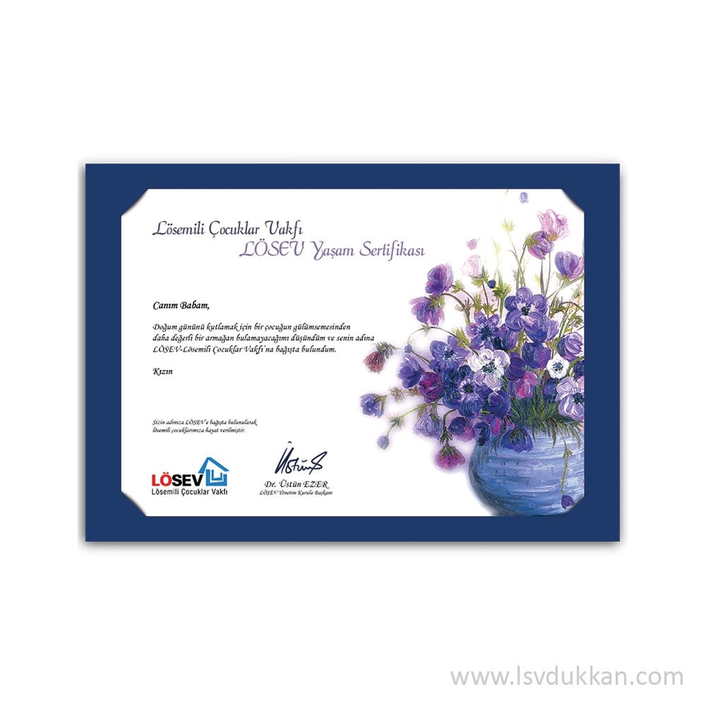 Mavi Çiçek Yaşam Sertifikası Küçük