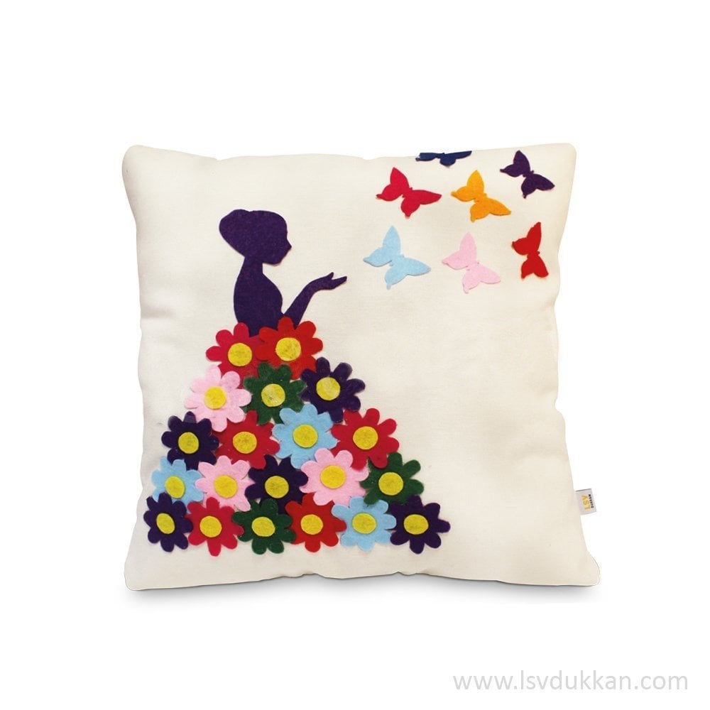 Lsv Çiçek Elbiseli Kız Yastık