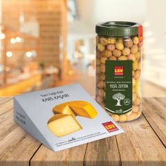 Lsv Yıllanmış Kaşar 1 Kg + Seferihisar Domat Yeşil Çizik Zeytin 1 Kg